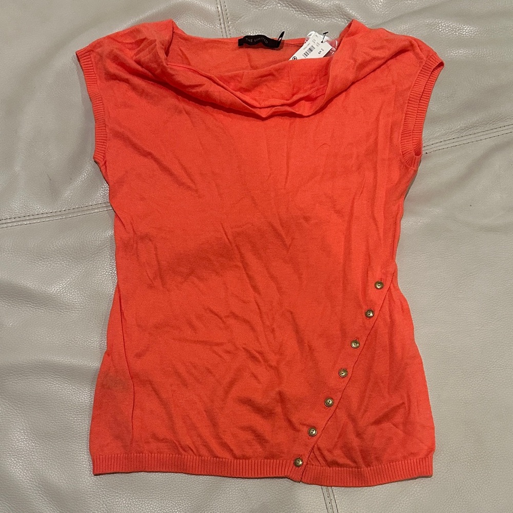 The Limited Orange Blouse with Button Accents